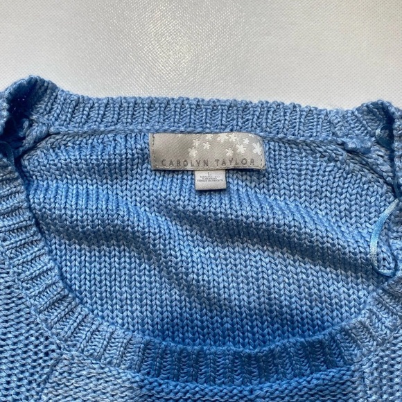 GOOD Womens Carolyn Taylor Large Blue Knit Sweater - Picture 2 of 5